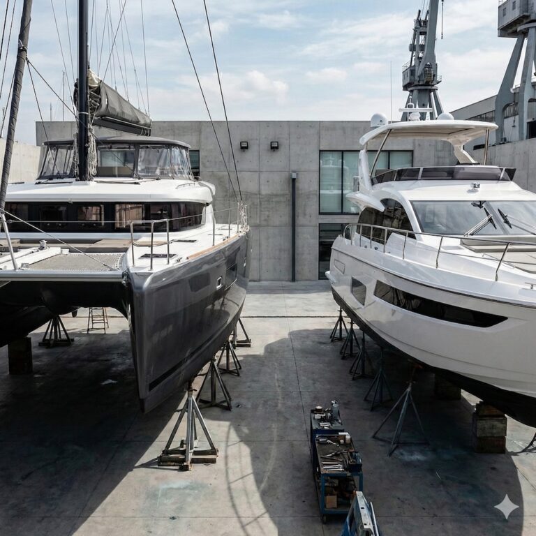 Motoryacht Gutachten und Katamaran Gutachten in der Werft: Technischer Check des Unterwasserschiffs durch Ihren Yachtgutachter.